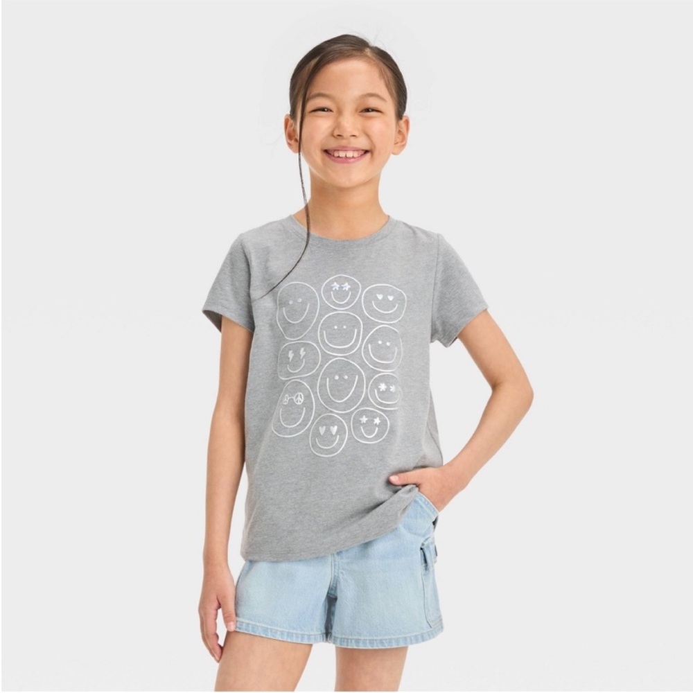Cat & Jack Smiley Faces Short Sleeve Shirt